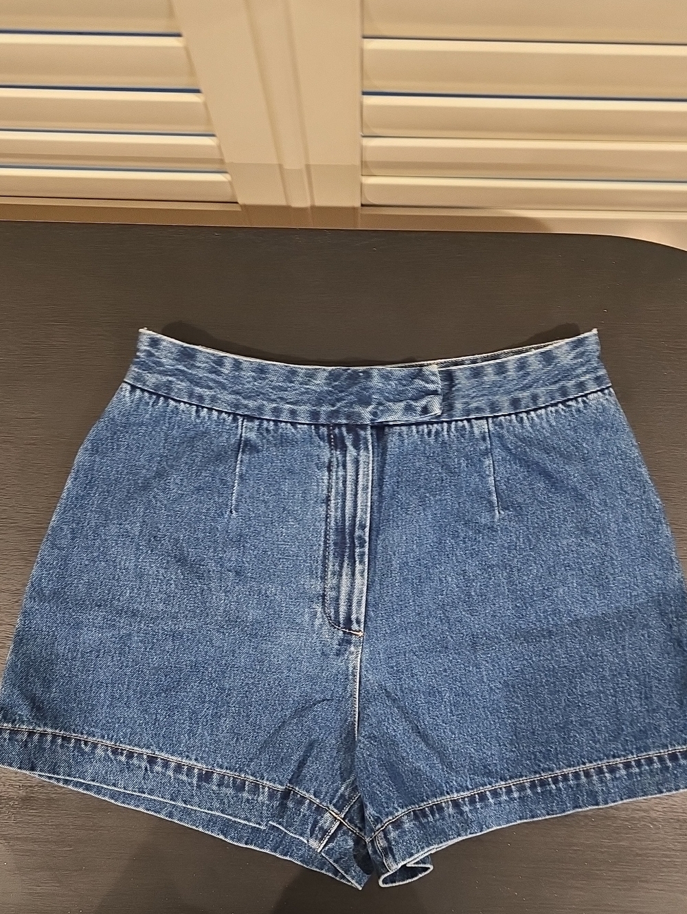 Meshki Mid-Rise Blue Denim Shorts